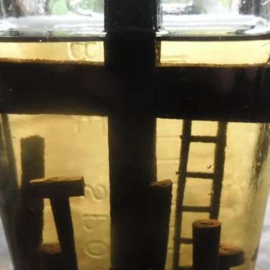 MID CENTURY FOLK ART IN A BOTTLE: THE DEPICTION OF CALVARY (GOLGOTHA)