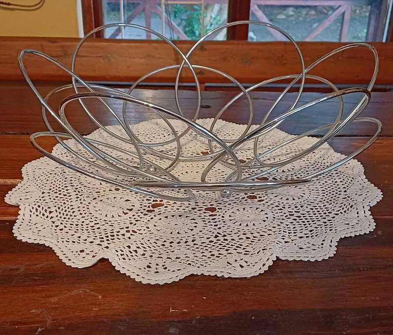 Vintage Mid Century Modern Atomic Chrome Fruit Bowl