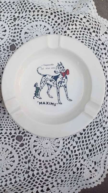2 Vintage ashtrays - Pickwick Tavern and Maxims - Continental China