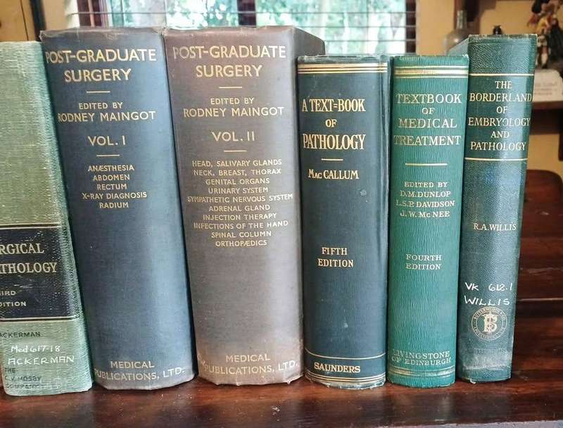 Collection of 19 vintage medical books ex University of Pretoria Library - 1930s to 1960s.