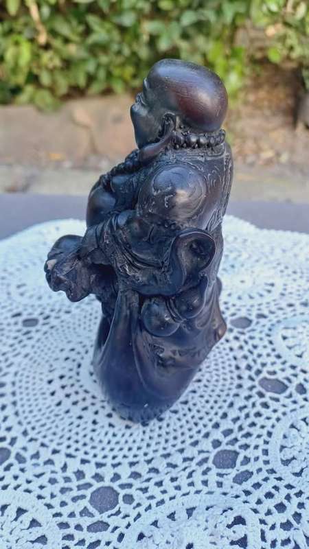 Solid resin Laughing Buddha (Budai) Inscribed with symbols