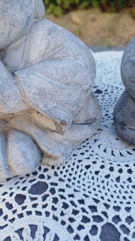 Set of 2 small concrete meditating Buddhas