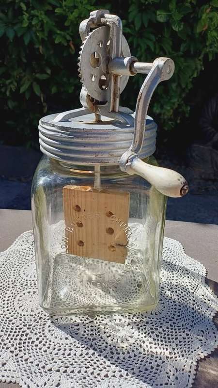 Vintage blow butter churn. Made in England