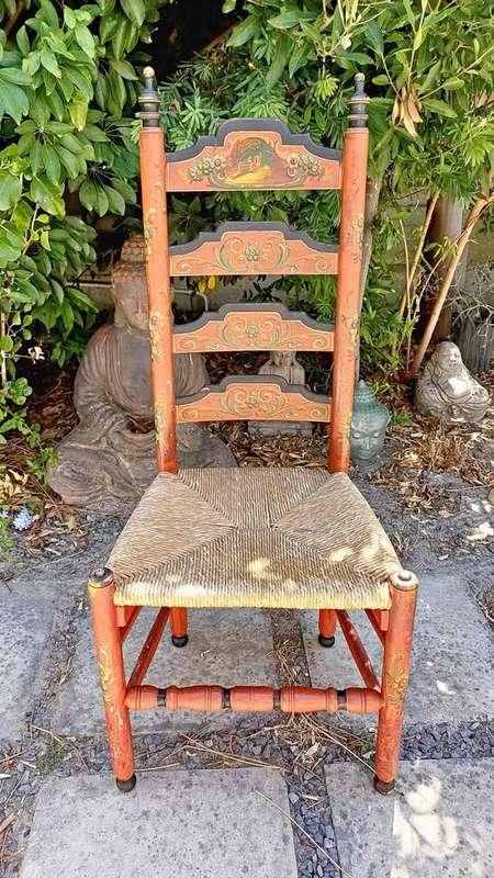 Gorgeous vintage hand painted highback chair