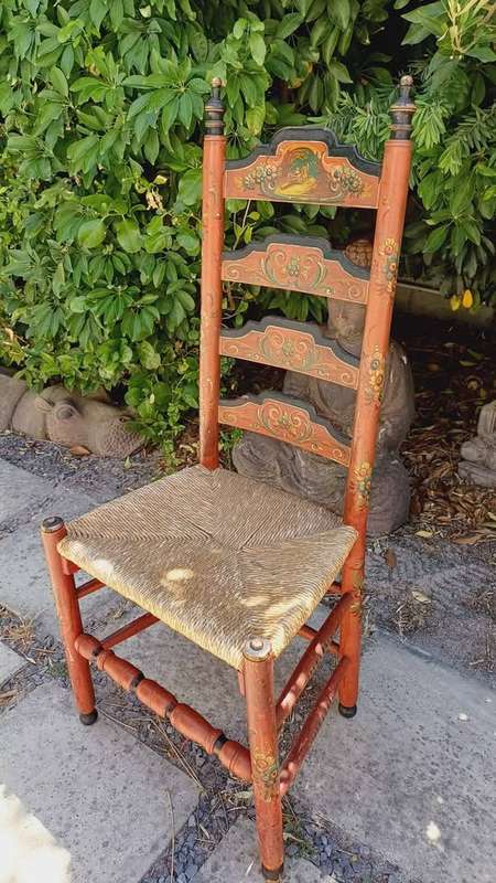 Gorgeous vintage hand painted highback chair