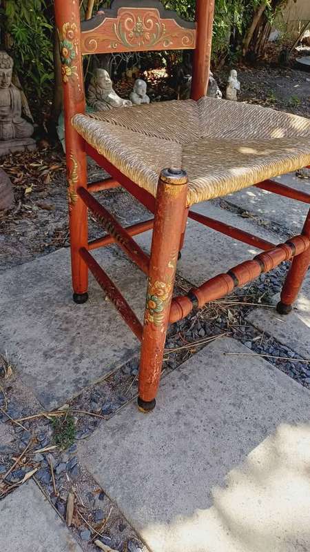 Gorgeous vintage hand painted highback chair