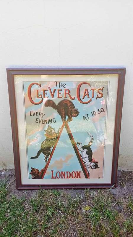 Framed Poster of a Victorian London Pavilion Music Hall Act - The Clever Cats