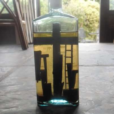 MID CENTURY FOLK ART IN A BOTTLE: THE DEPICTION OF CALVARY (GOLGOTHA)