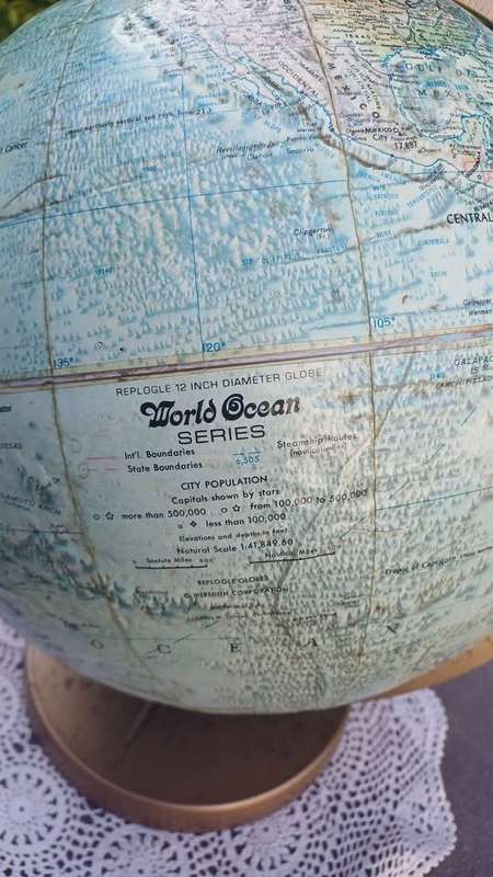 Vintage Replogle World Ocean Series Raised Relief 12 Inches diameter Globe
