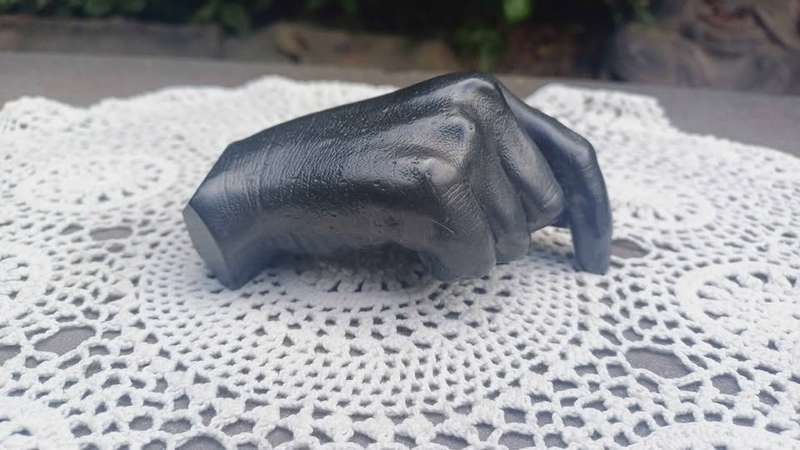 Signed 1998 Graphite Hand Sculpture by Agelio Batle - Writes from all its surfaces