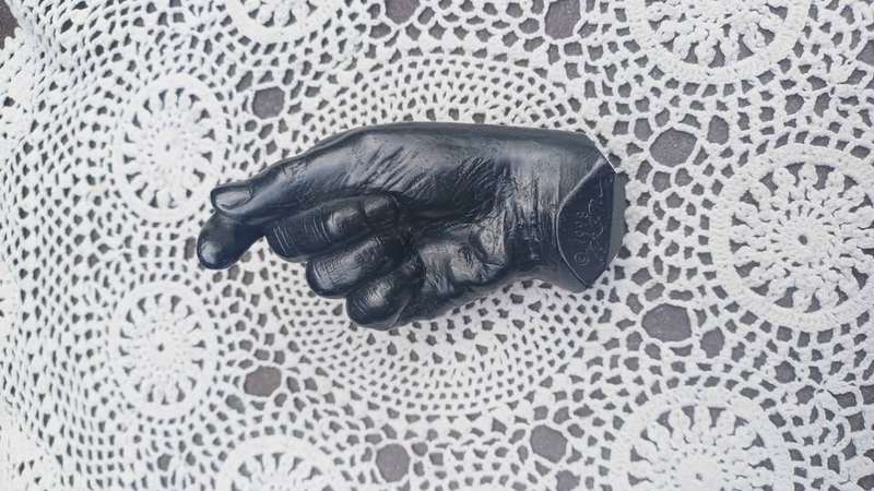 Signed 1998 Graphite Hand Sculpture by Agelio Batle - Writes from all its surfaces