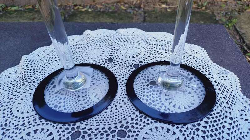 Set of 3 oversize gothic style glass Halloween candle holders