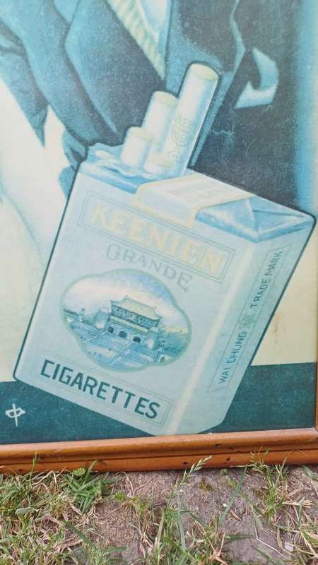1930's Framed Chinese Keenien Cigarette Advertising Poster