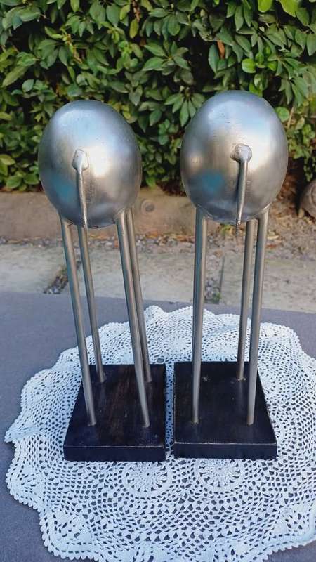 Pair of PIER 1 Pop Art 80s Metal Elephant Sculptures. Hand crafted