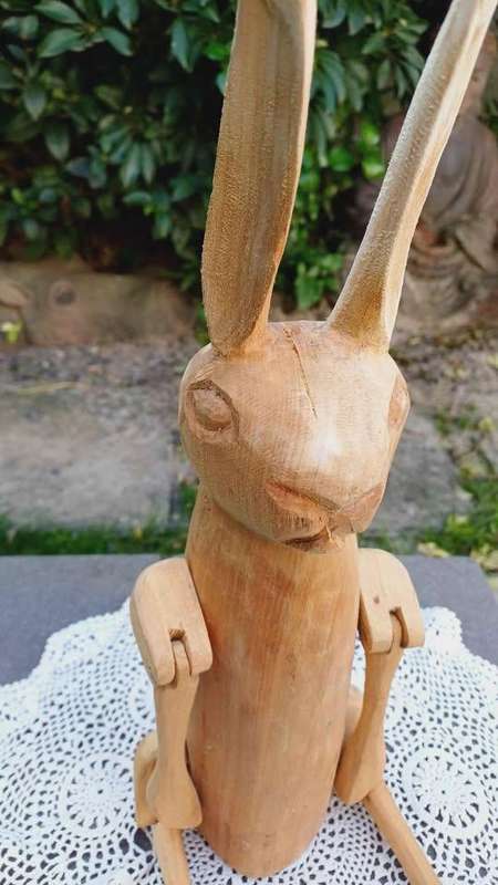 Hare-raising! Vintage articulated wooden folk art sculpture