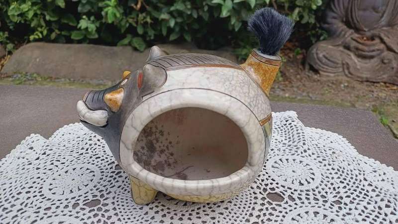 Signed original Rika Franken of Botswana - handmade Raku warthog