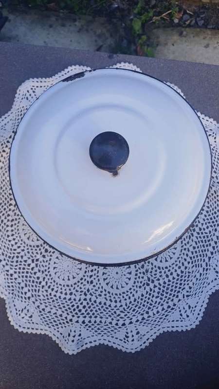Vintage enamel salt container