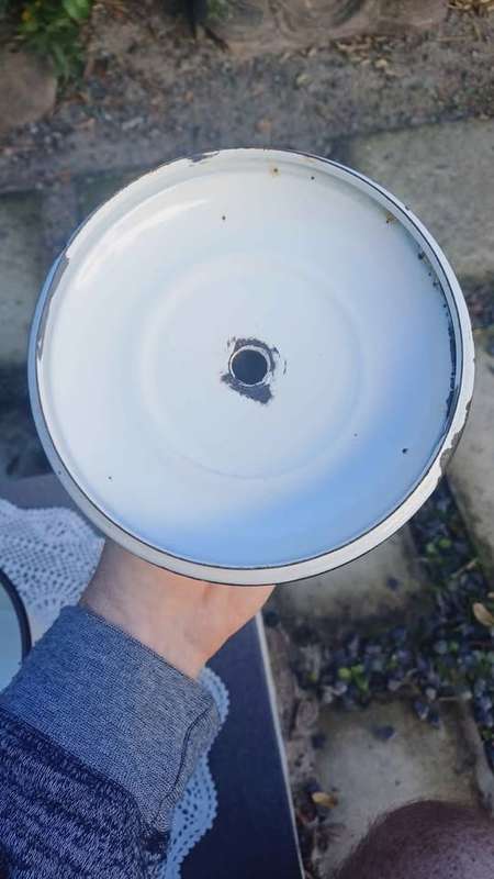 Vintage enamel salt container