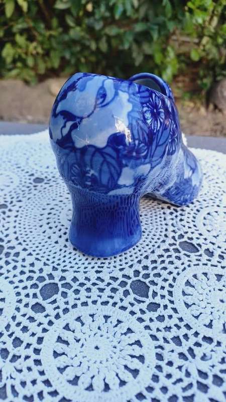 Vintage Regency Ironstone Porcelain Floral High Heel Shoe Bud Vase