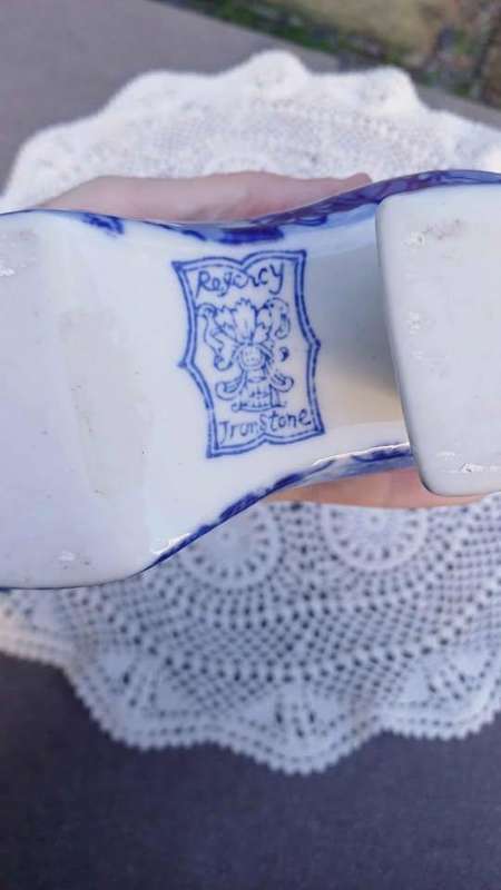 Vintage Regency Ironstone Porcelain Floral High Heel Shoe Bud Vase