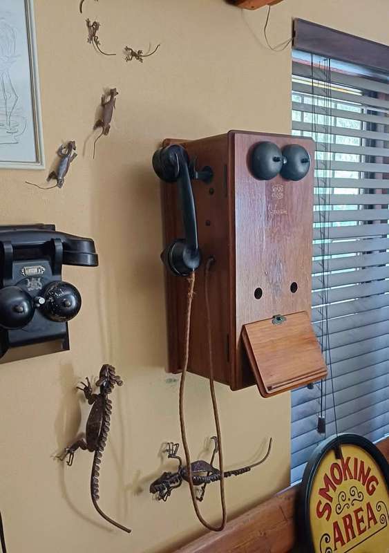 Antique Siemens Brothers wall mounted, wooden cased telephone. Made in England