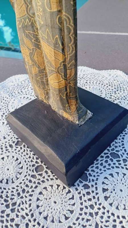Tall, exotic Art Nouveau style female wooden figurine - 1m in height