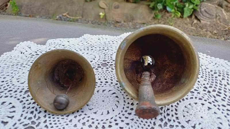 2 vintage brass Temple Bells
