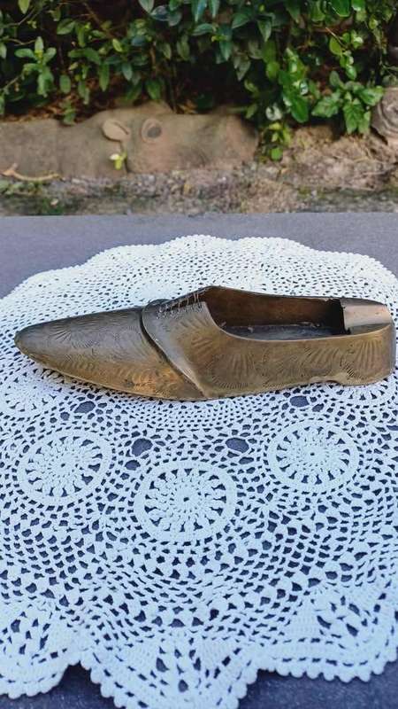 Vintage Large Mid-century Brass Gentleman's Shoe cigar ashtray