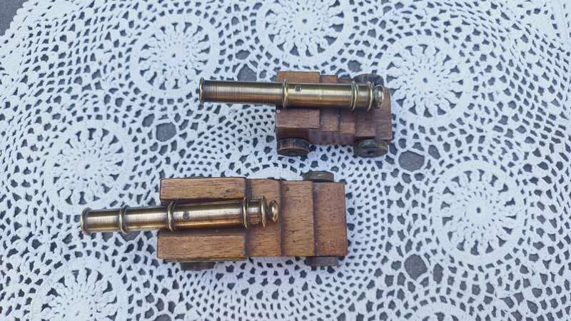 Pair of miniature brass cannons