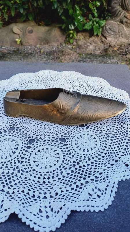 Vintage Large Mid-century Brass Gentleman's Shoe cigar ashtray
