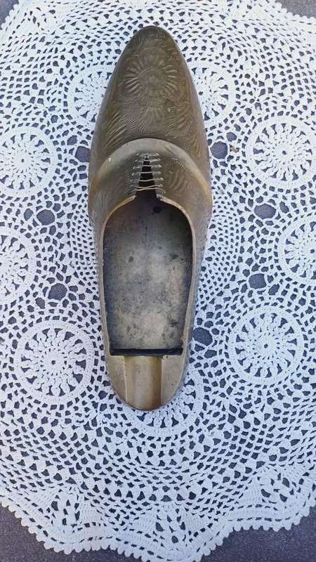 Vintage Large Mid-century Brass Gentleman's Shoe cigar ashtray