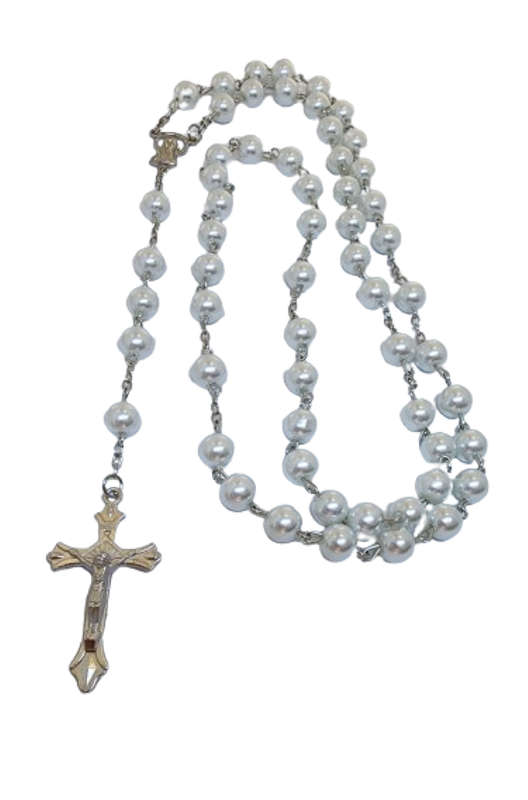 Holy Rosary Prayer Beads - Pearl White