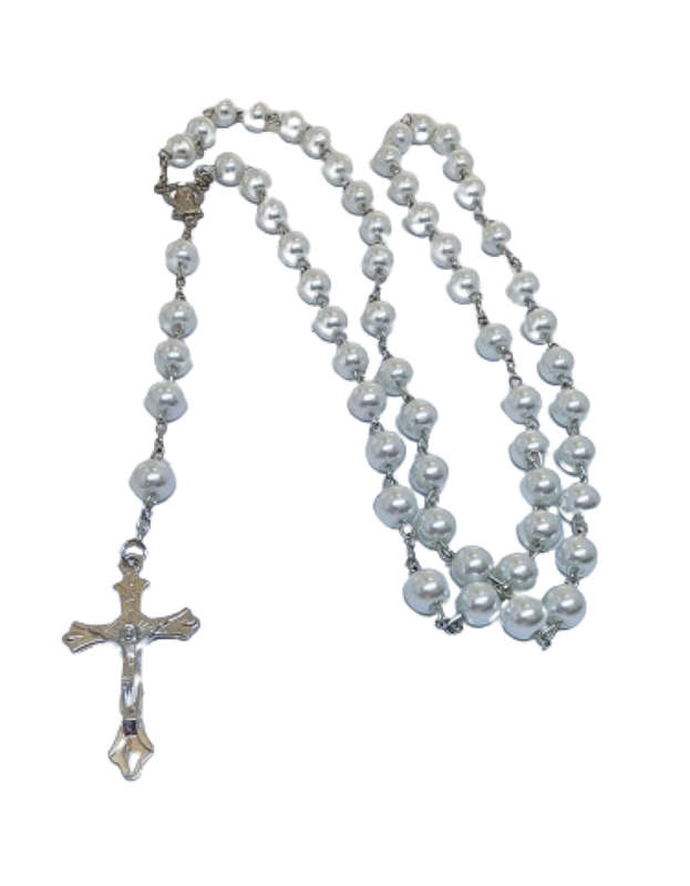 Holy Rosary Prayer Beads - Pearl White