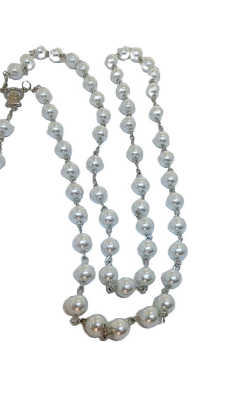 Holy Rosary Prayer Beads - Pearl White