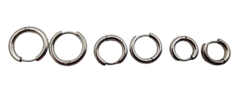Stainless Steel Unisex Thick Sleeper Earrings - Set Of 3
