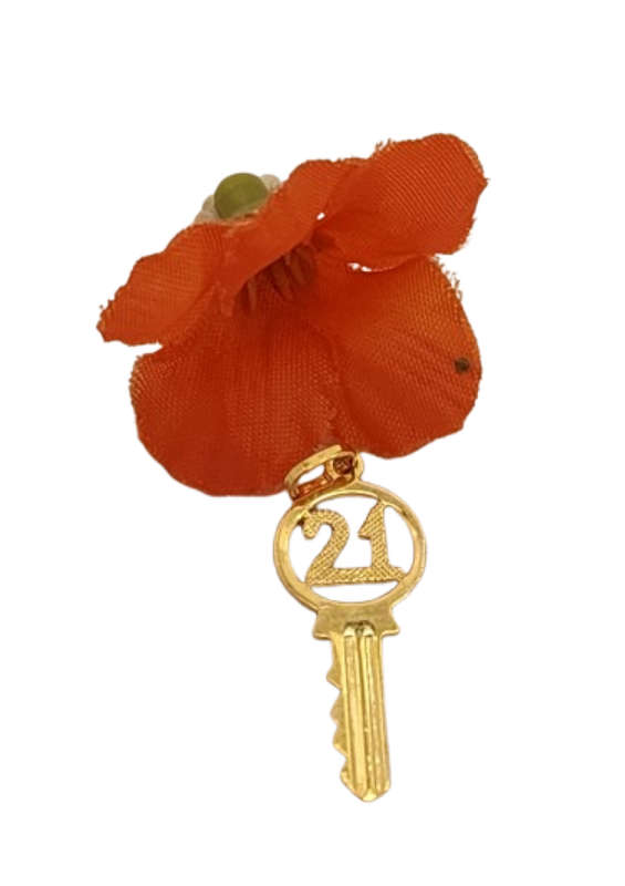 9ct Yellow Gold 21 Birthday Key Charm Pendant