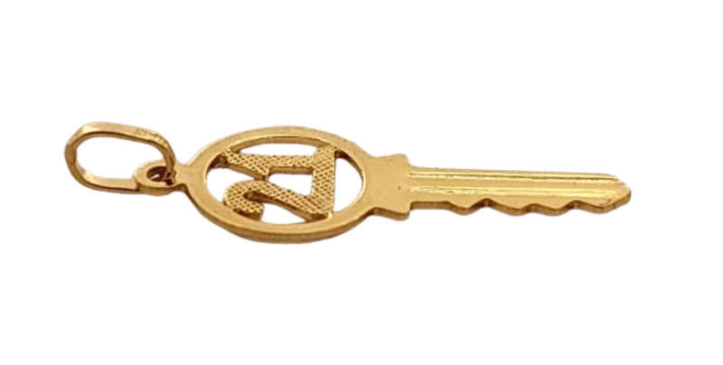 9ct Yellow Gold 21 Birthday Key Charm Pendant