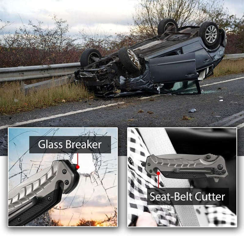 Gerber Folding Knife With Window Breaker And Seat Belt Cutter