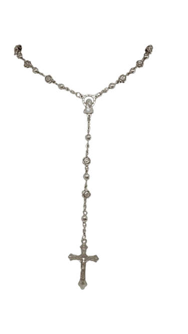 Holy Rosary Prayer Beads - Silver Flower