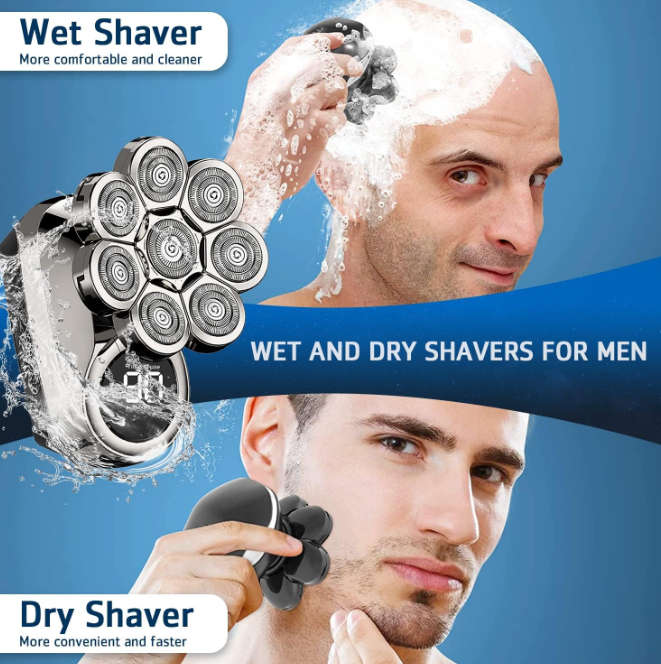 Head Shavers for Bald Men8D Upgraded 6-in-1 Bald Head Shaver, Waterproof Skull Shaver for Wet/Dry U