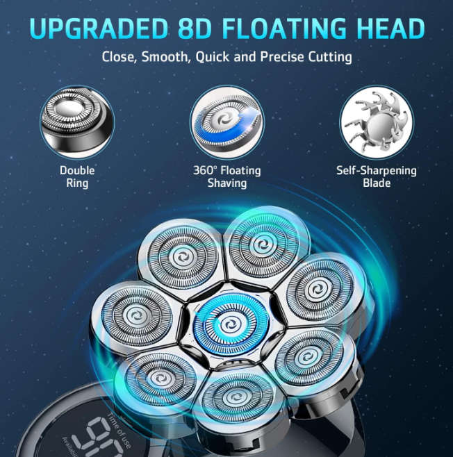 Head Shavers for Bald Men8D Upgraded 6-in-1 Bald Head Shaver, Waterproof Skull Shaver for Wet/Dry U