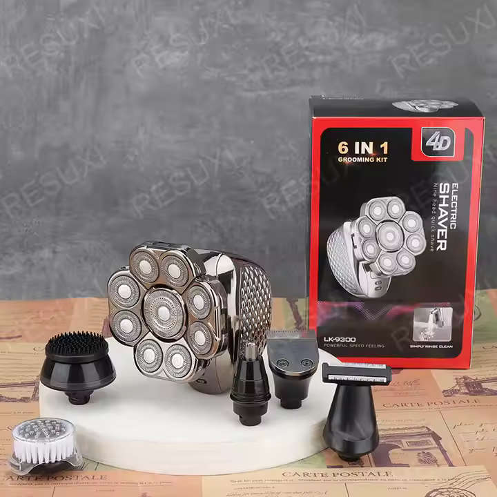 Cordless Hair Grooming Kit Rechargeable Waterproof Portable Bald Ball Razor Head Shavers for Mens 6
