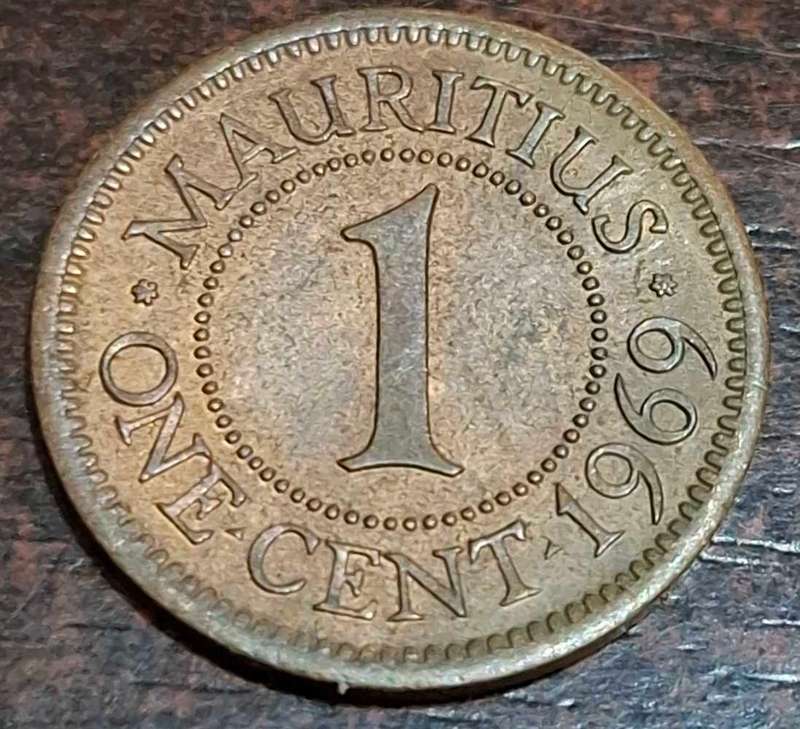 1969 1 Cent coin from Mauritius