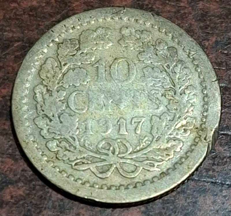 1917 10 Cents coin from the Netherlands