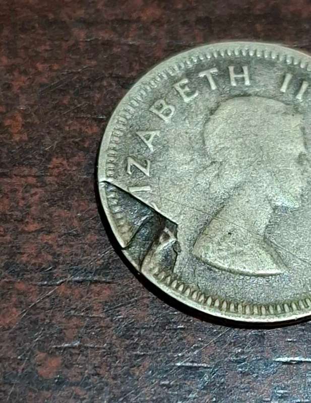 1955 3 Pence (Tickey) Error coin
