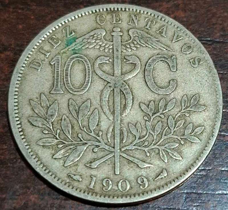 1909 Bolivian 10 Centavos coin
