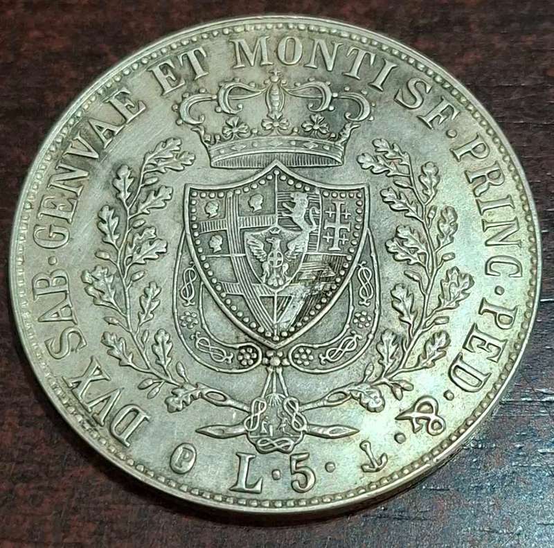 1831 5 Lire coin from the Kingdom of Sardinia