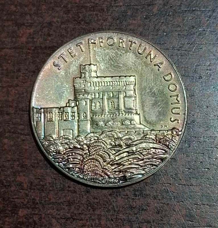 1935 GB Silver Medal George V & Mary 25th Jubilee Stet Fortuna Domus Medallion