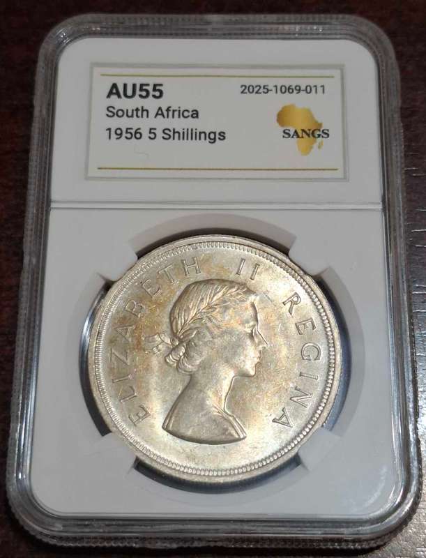 1956 South African 5 Shillings coin