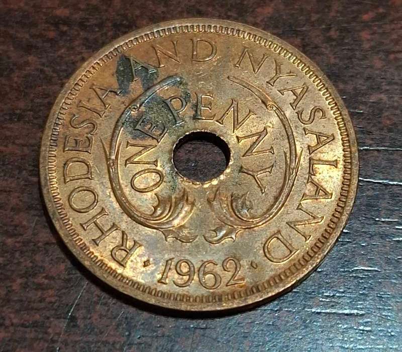 1962 one penny coin from the Federation of Rhodesia and Nyasaland